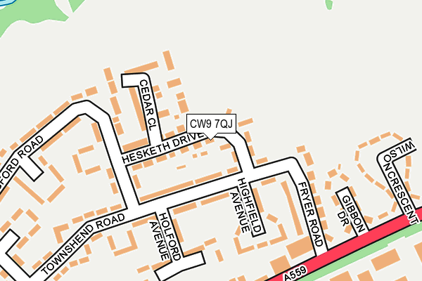 CW9 7QJ map - OS OpenMap – Local (Ordnance Survey)