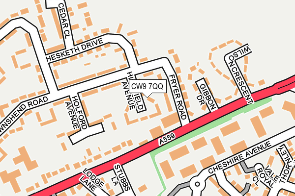 CW9 7QQ map - OS OpenMap – Local (Ordnance Survey)