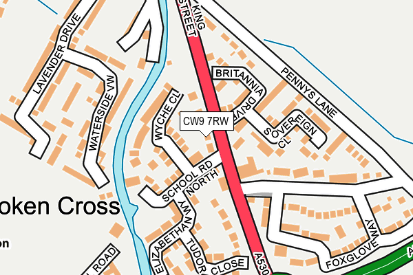 CW9 7RW map - OS OpenMap – Local (Ordnance Survey)