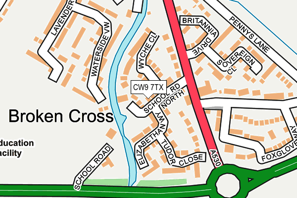 CW9 7TX map - OS OpenMap – Local (Ordnance Survey)