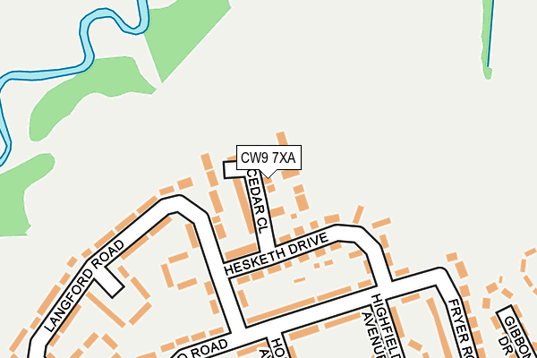 CW9 7XA map - OS OpenMap – Local (Ordnance Survey)