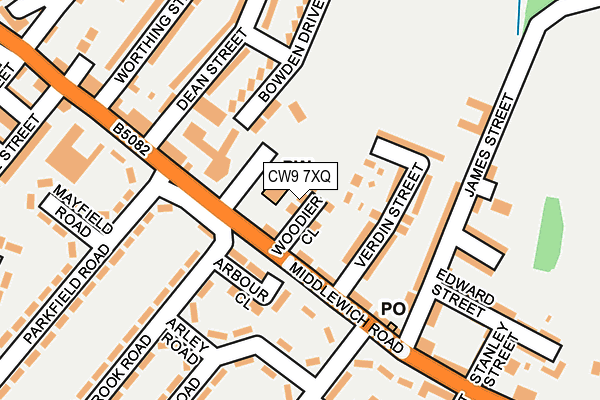 CW9 7XQ map - OS OpenMap – Local (Ordnance Survey)