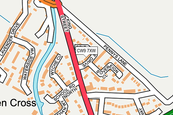 CW9 7XW map - OS OpenMap – Local (Ordnance Survey)