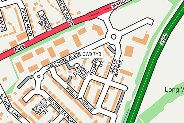 CW9 7YB map - OS OpenMap – Local (Ordnance Survey)