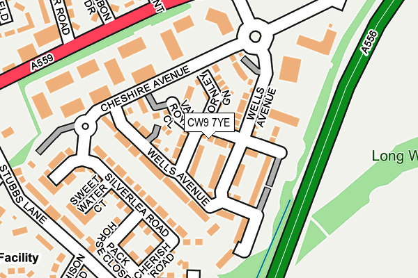 CW9 7YE map - OS OpenMap – Local (Ordnance Survey)
