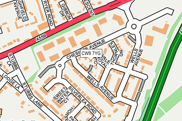 CW9 7YG map - OS OpenMap – Local (Ordnance Survey)