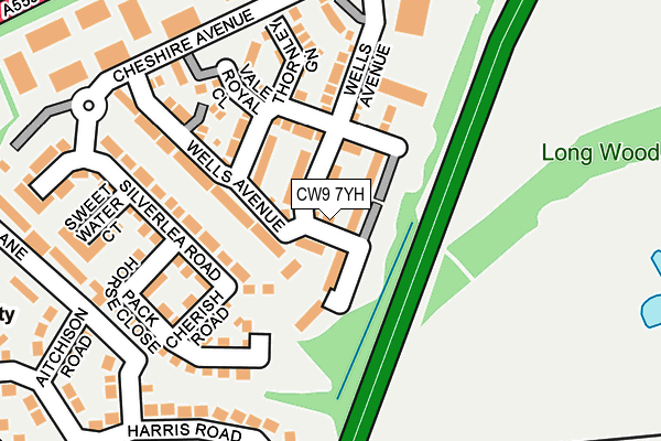 CW9 7YH map - OS OpenMap – Local (Ordnance Survey)