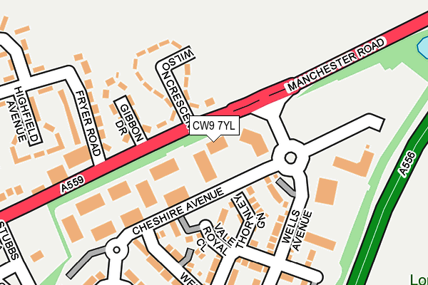 CW9 7YL map - OS OpenMap – Local (Ordnance Survey)