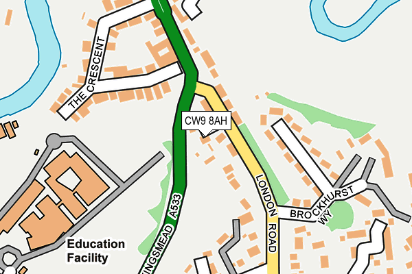 CW9 8AH map - OS OpenMap – Local (Ordnance Survey)