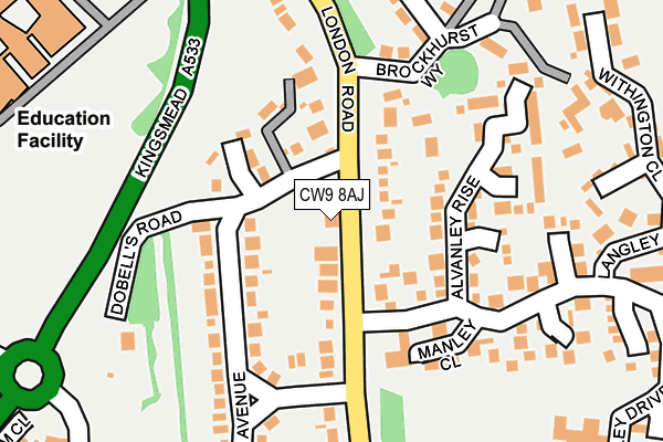 CW9 8AJ map - OS OpenMap – Local (Ordnance Survey)