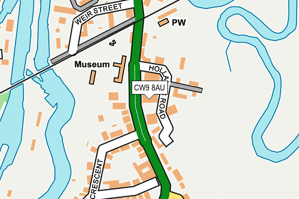 CW9 8AU map - OS OpenMap – Local (Ordnance Survey)