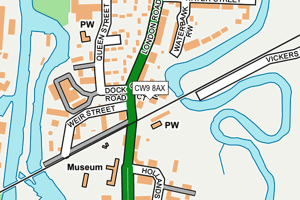 CW9 8AX map - OS OpenMap – Local (Ordnance Survey)