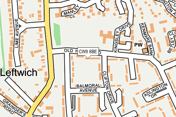 CW9 8BE map - OS OpenMap – Local (Ordnance Survey)
