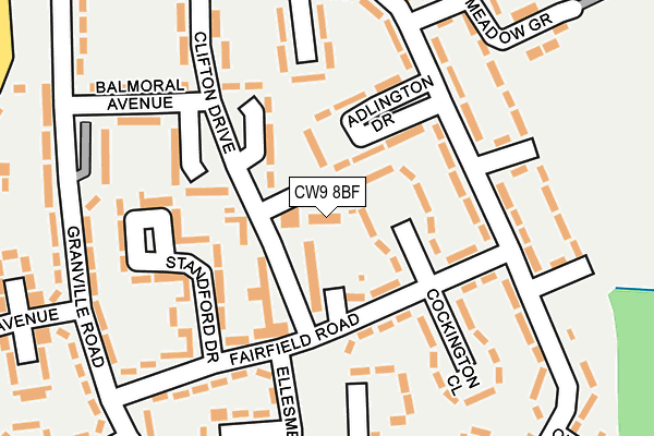 CW9 8BF map - OS OpenMap – Local (Ordnance Survey)