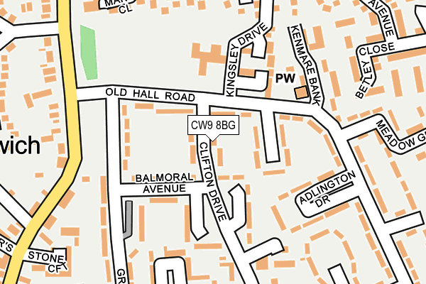 CW9 8BG map - OS OpenMap – Local (Ordnance Survey)