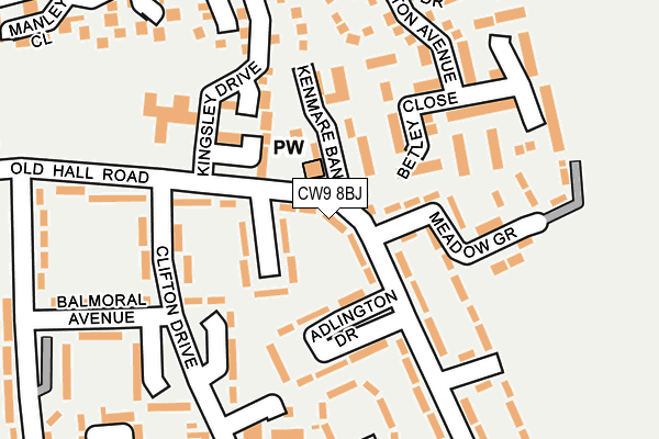 CW9 8BJ map - OS OpenMap – Local (Ordnance Survey)