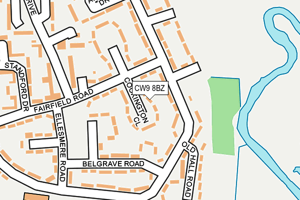 CW9 8BZ map - OS OpenMap – Local (Ordnance Survey)