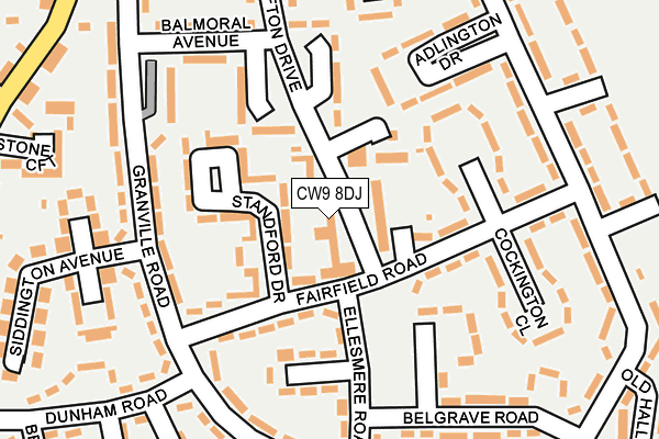 CW9 8DJ map - OS OpenMap – Local (Ordnance Survey)