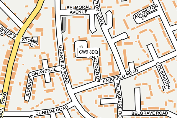 CW9 8DQ map - OS OpenMap – Local (Ordnance Survey)