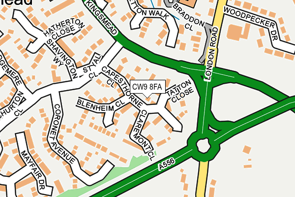CW9 8FA map - OS OpenMap – Local (Ordnance Survey)