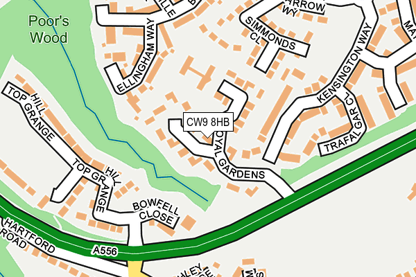 CW9 8HB map - OS OpenMap – Local (Ordnance Survey)