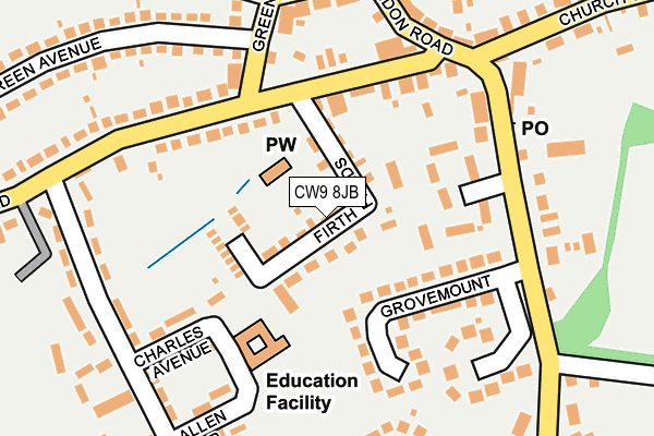 CW9 8JB map - OS OpenMap – Local (Ordnance Survey)