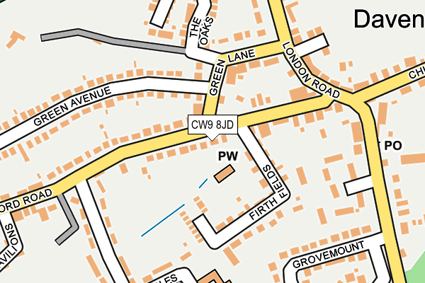 CW9 8JD map - OS OpenMap – Local (Ordnance Survey)