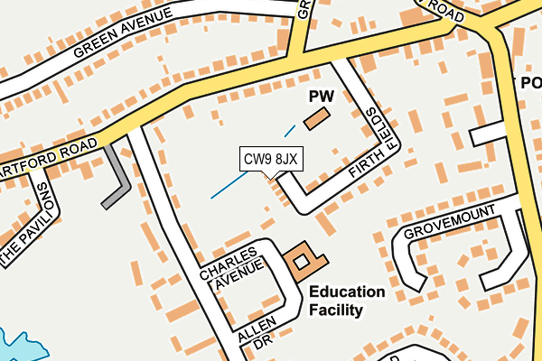 CW9 8JX map - OS OpenMap – Local (Ordnance Survey)