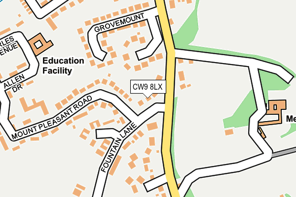 CW9 8LX map - OS OpenMap – Local (Ordnance Survey)
