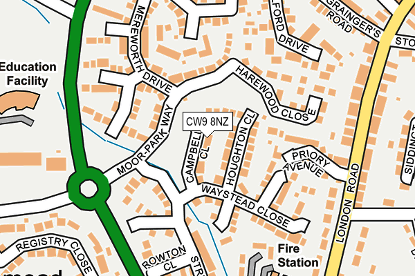 CW9 8NZ map - OS OpenMap – Local (Ordnance Survey)