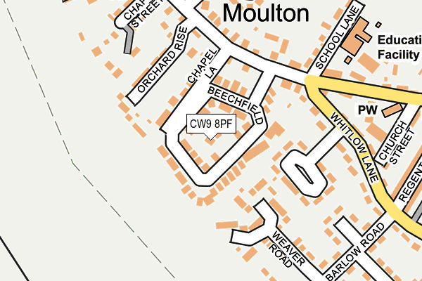 CW9 8PF map - OS OpenMap – Local (Ordnance Survey)