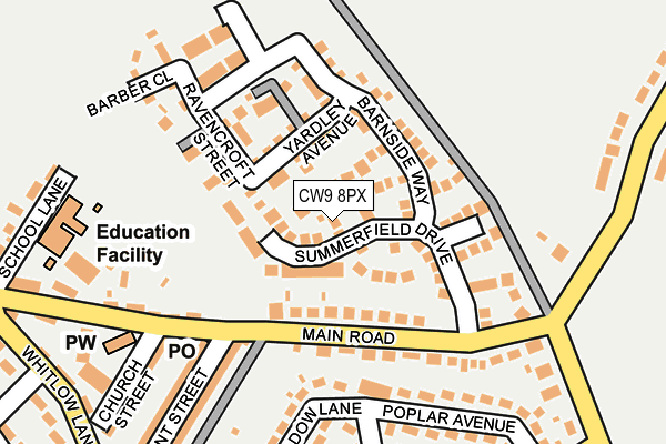CW9 8PX map - OS OpenMap – Local (Ordnance Survey)