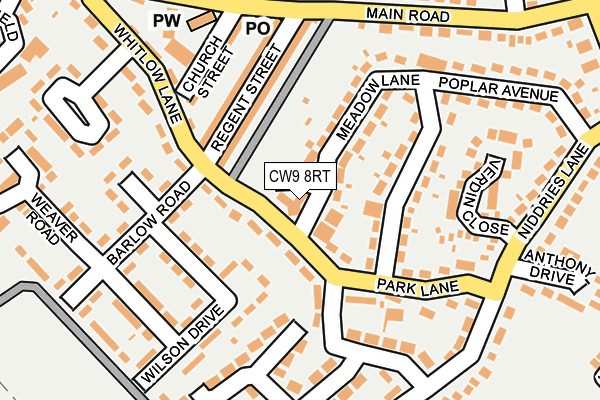 CW9 8RT map - OS OpenMap – Local (Ordnance Survey)