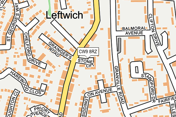 CW9 8RZ map - OS OpenMap – Local (Ordnance Survey)