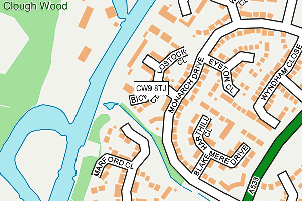 CW9 8TJ map - OS OpenMap – Local (Ordnance Survey)