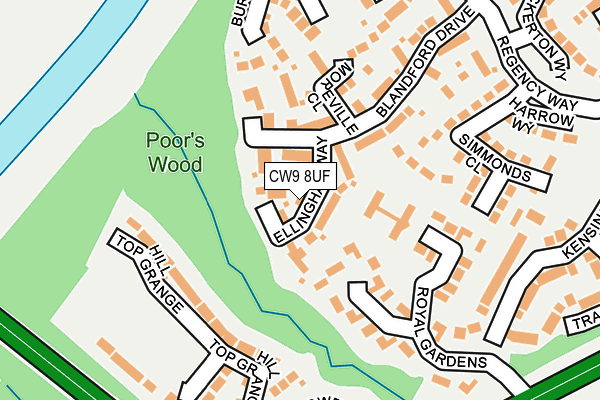 CW9 8UF map - OS OpenMap – Local (Ordnance Survey)