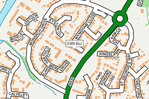 CW9 8UJ map - OS OpenMap – Local (Ordnance Survey)