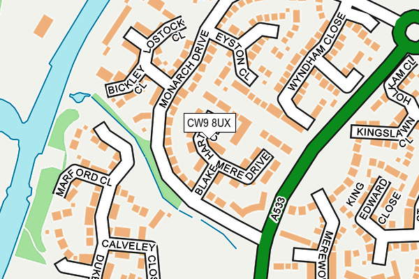 CW9 8UX map - OS OpenMap – Local (Ordnance Survey)