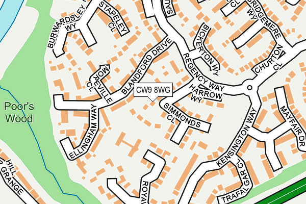 CW9 8WG map - OS OpenMap – Local (Ordnance Survey)