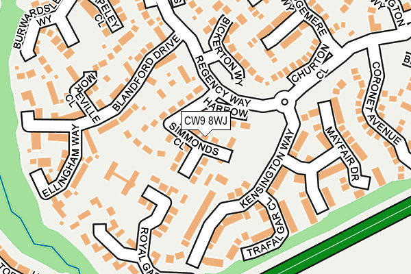 CW9 8WJ map - OS OpenMap – Local (Ordnance Survey)