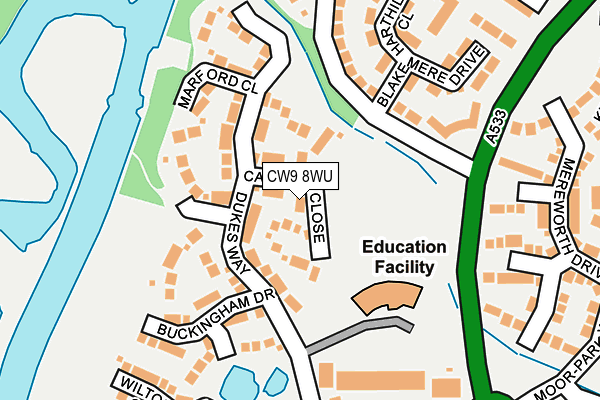 CW9 8WU map - OS OpenMap – Local (Ordnance Survey)