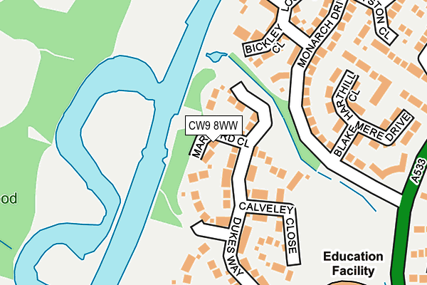 CW9 8WW map - OS OpenMap – Local (Ordnance Survey)