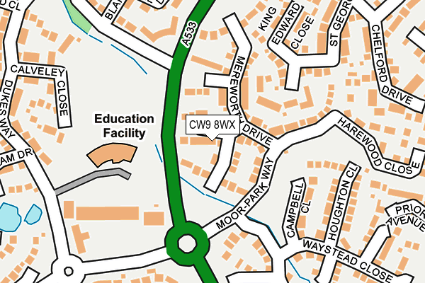 CW9 8WX map - OS OpenMap – Local (Ordnance Survey)