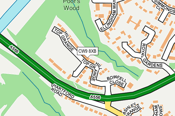 CW9 8XB map - OS OpenMap – Local (Ordnance Survey)