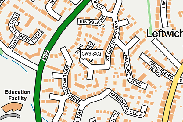 CW9 8XQ map - OS OpenMap – Local (Ordnance Survey)