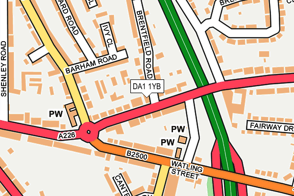 DA1 1YB map - OS OpenMap – Local (Ordnance Survey)