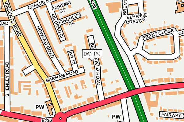 DA1 1YJ map - OS OpenMap – Local (Ordnance Survey)