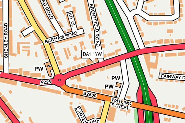 DA1 1YW map - OS OpenMap – Local (Ordnance Survey)