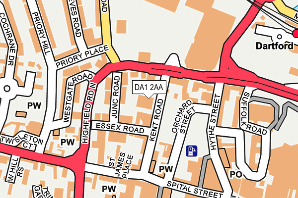 DA1 2AA map - OS OpenMap – Local (Ordnance Survey)