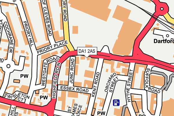 DA1 2AS map - OS OpenMap – Local (Ordnance Survey)